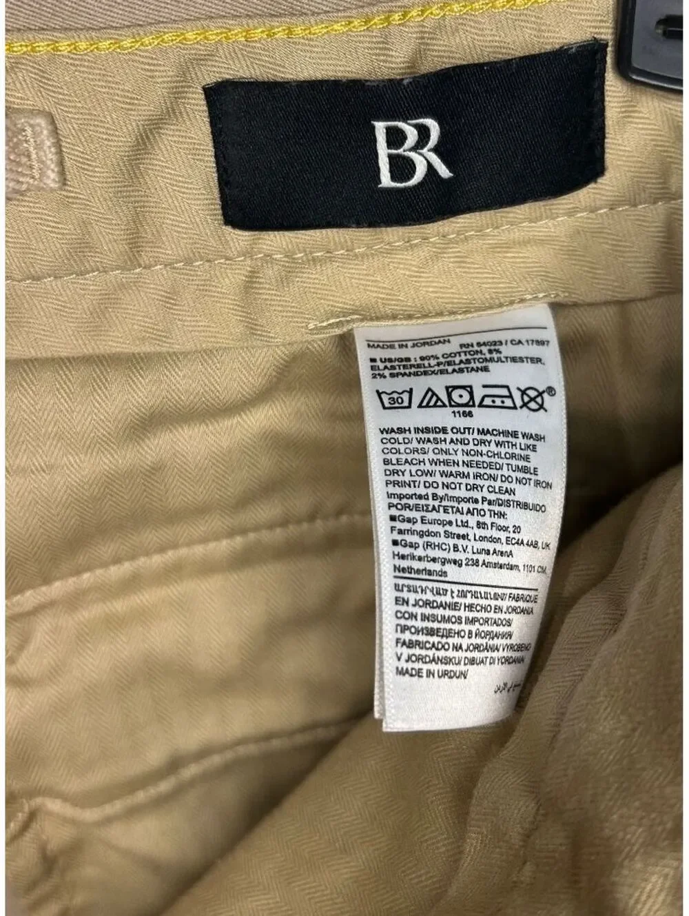 BR Khakis pants beige slim 31 x 32 flat front chino